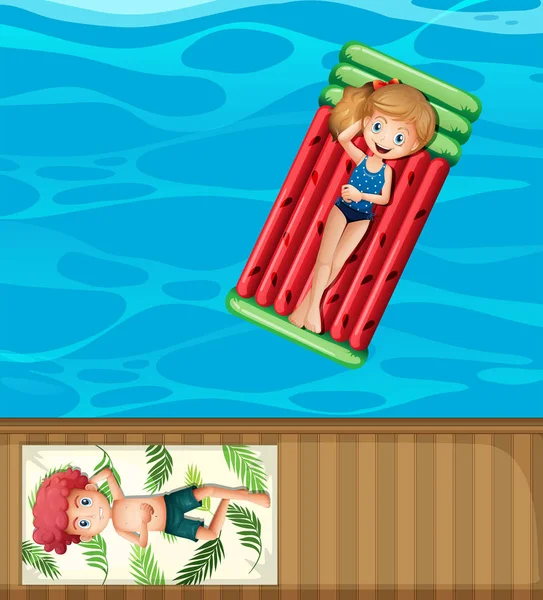 Summer Holiday Pool Illustration — Stock Vector