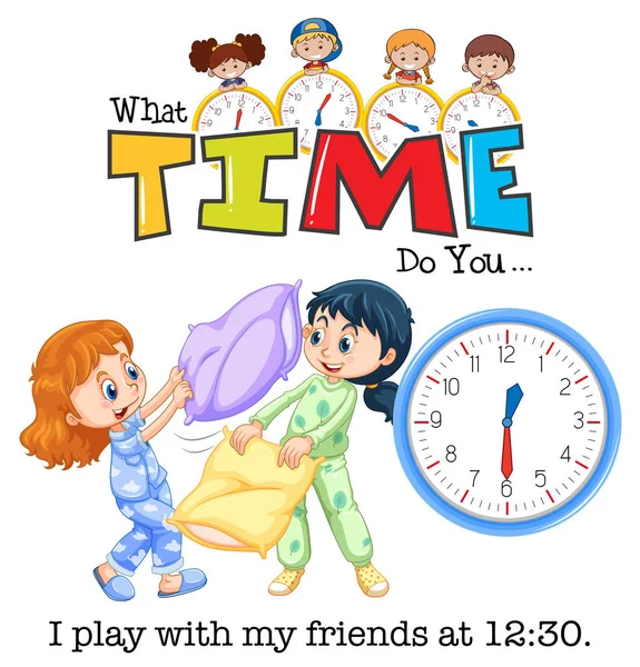 Children clock and time  illustration
