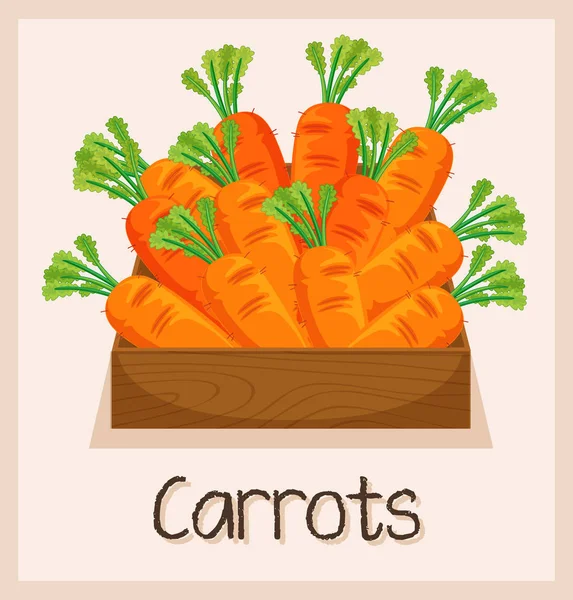 Морковь Деревянном Ящике — стоковый вектор