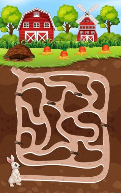 Bir tavşan labirent oyun illüstrasyon