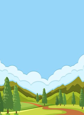 Güzel doğa şablon çizimi