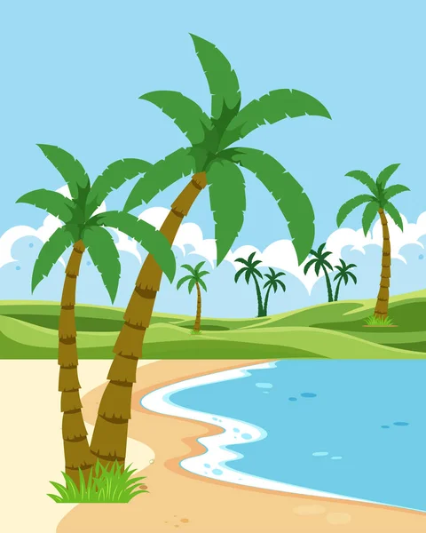 Beautiful Beach Landscape Illustration — Stock Vector