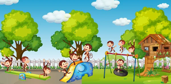 Group Money Playing Playground Illustration — Stock Vector