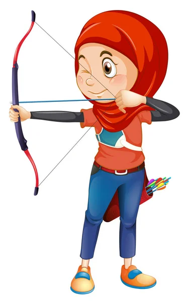 Muslim Archery Whiye Background Illustration — Stock Vector