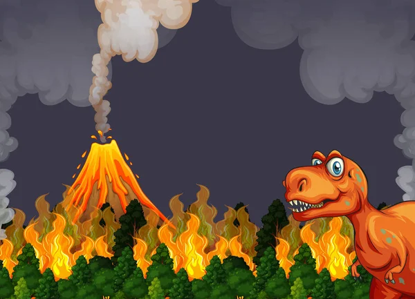 Dinosaur and volcano eruption â Stock Vector © interactimages #84592616