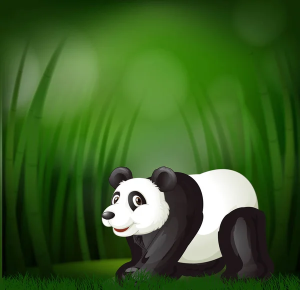 Panda Sobre Fondo Borroso Verde Ilustración — Vector de stock