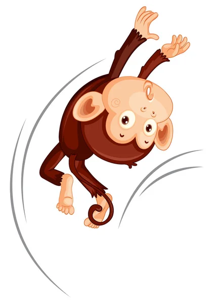 Monkey Jumping White Background Illustration — Stock Vector