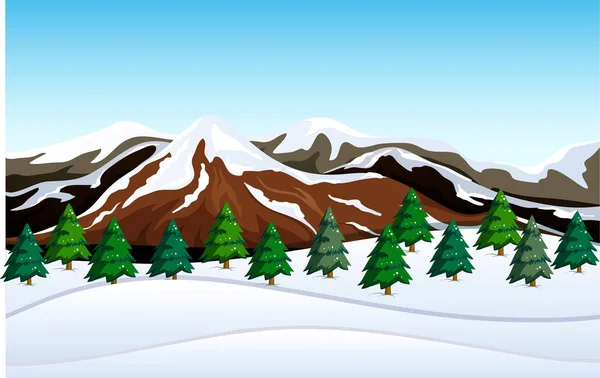 Uma Ilustração Paisagem Montanha Neve — Vetor de Stock