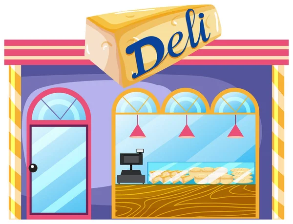 Deli Butik Vit Bakgrund Illustration — Stock vektor