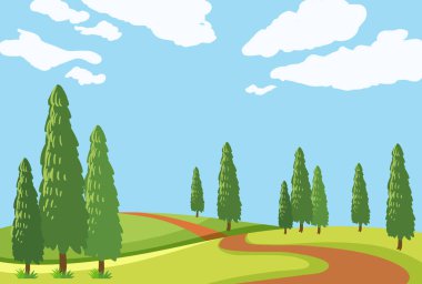 Güzel doğa yol illüstrasyon