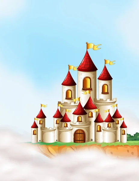 Beautiful Fairytale Castle Illustration — Stock Vector