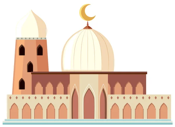 Una Hermosa Mezquita Blanca Sobre Fondo Blanco Ilustración — Vector de stock