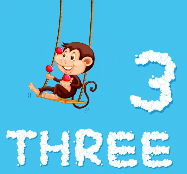 Ein Affe Jongliert Mit Drei Bällen Illustration — Stockvektor