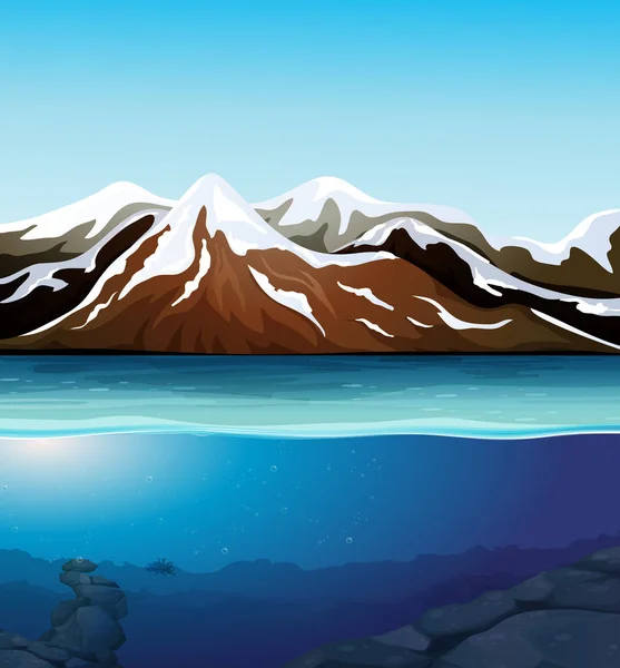 Krásný Sníh Horská Krajina Ilustrace — Stockový vektor