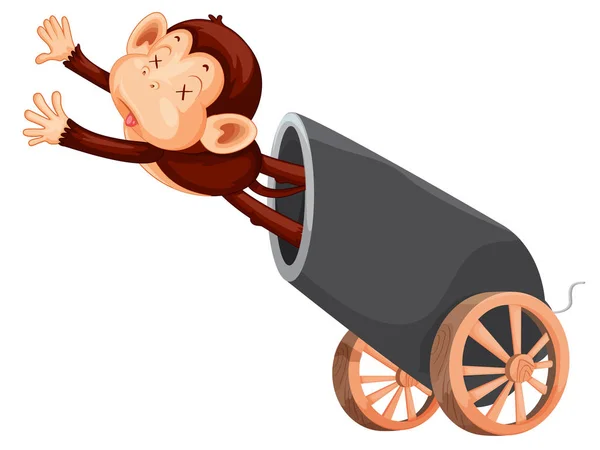 Dead Monkey Cannon Illustration — Stock Vector