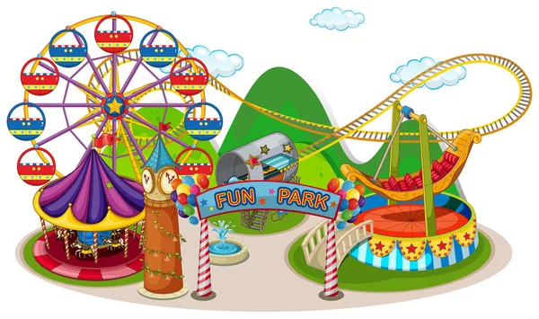 Parco Divertimento Illustrazione Giro — Vettoriale Stock