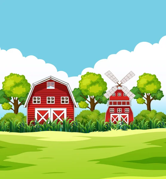 stock vector House in rural area illustration