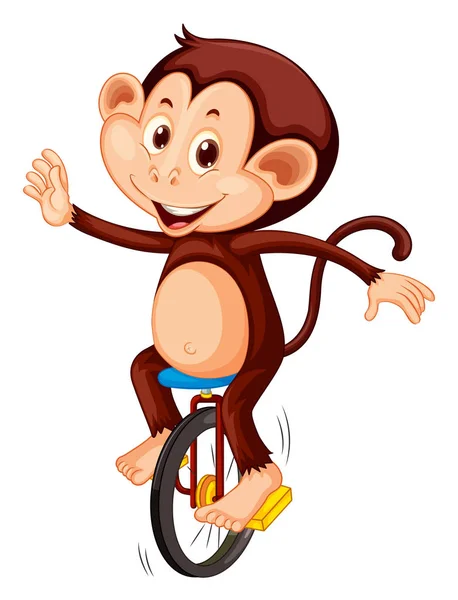 Monkey Riding Unicycle Illustration — Stock Vector