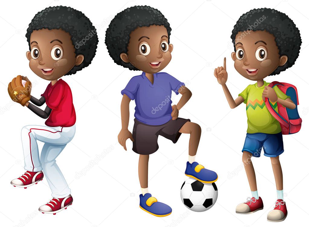 A set of African boy illustration