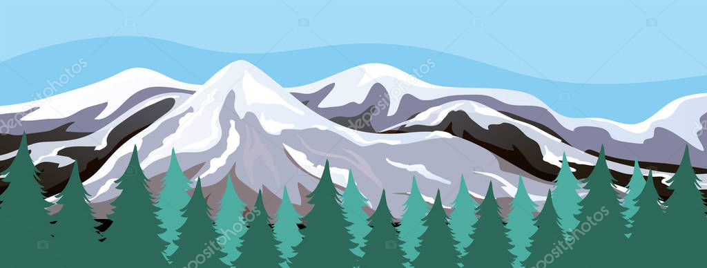 A snow mountain landscape illustration