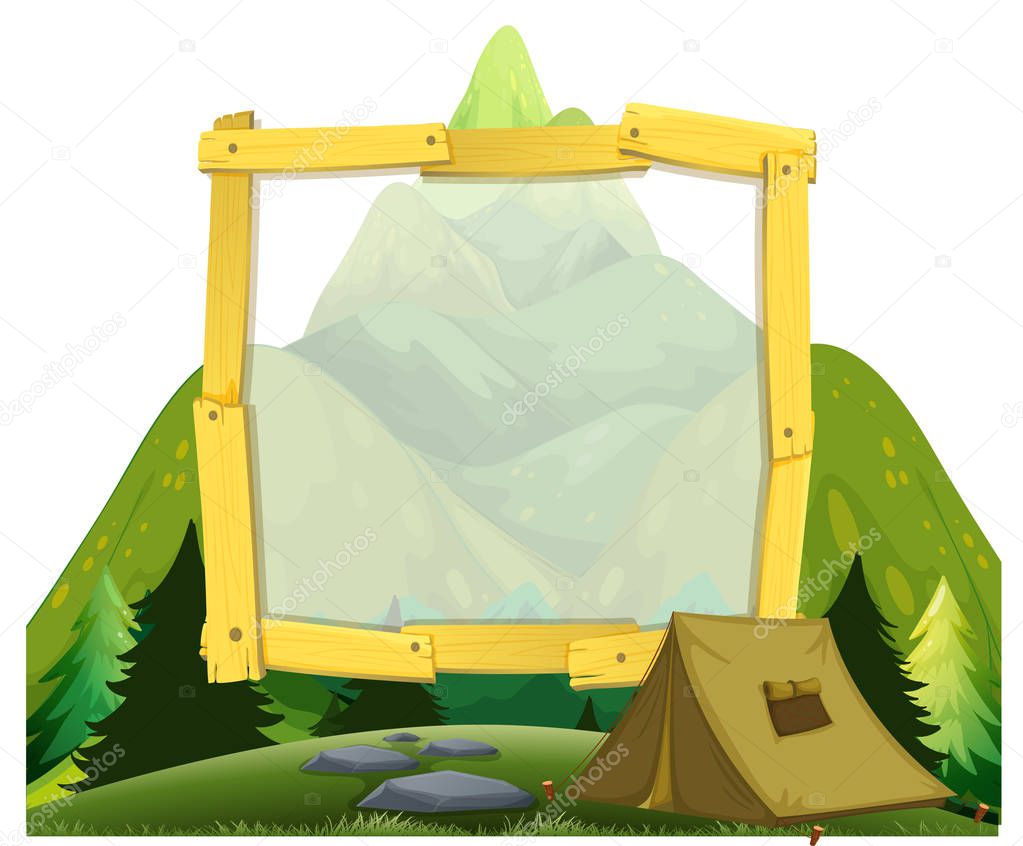 A frame of mountain camping illustration