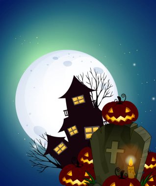 Bir karanlık halloween gece illüstrasyon