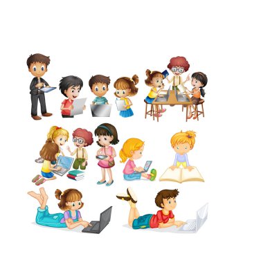 Bir grup illüstrasyon öğrenme öğrenci