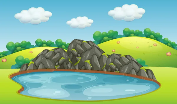 A nature lake landscape illustration