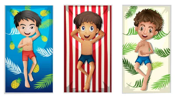 Set Boy Beach Towel Illustration — Stock Vector
