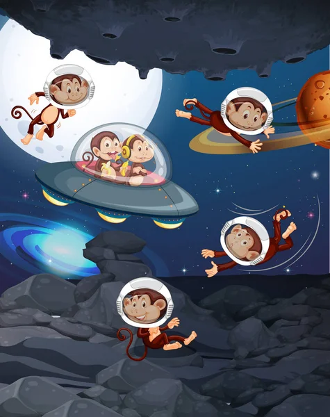 Monkey on the space illustration