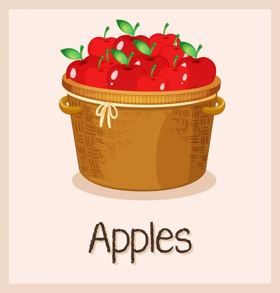 Ein Korb Mit Apfelillustrationen — Stockvektor