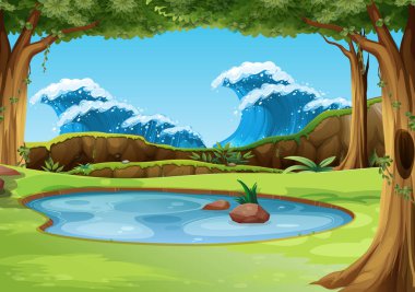 Orman resimde bir tsunami vurdu