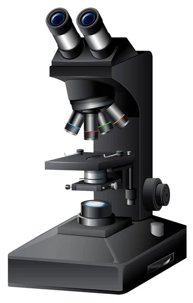 Ein Schwarzes Mikroskop Auf Weißem Hintergrund — Stockvektor