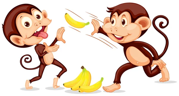 Monkey Throwing Banana Illustration — Stock Vector