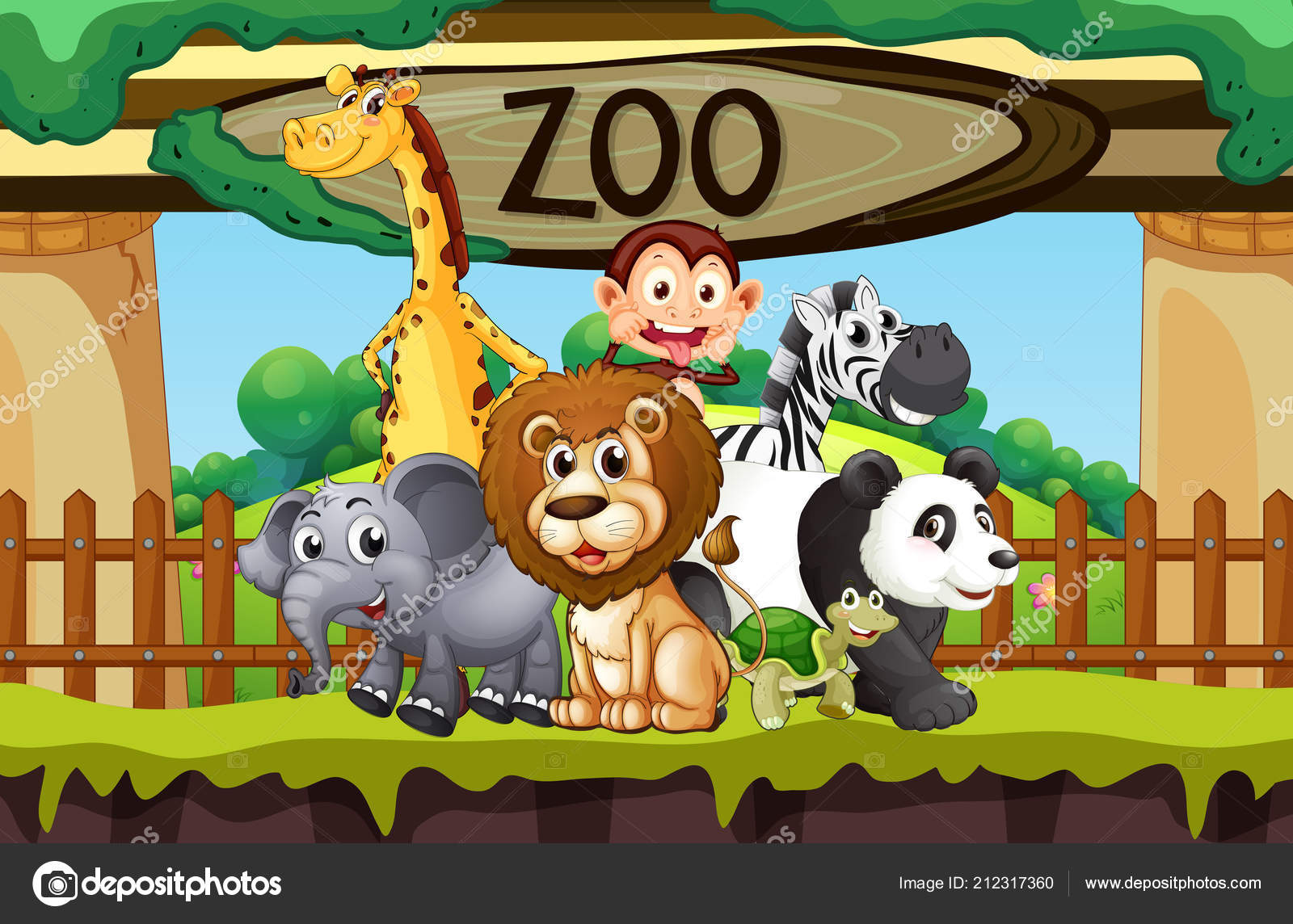 Animales Salvajes Ilustración Del Zoológico Vector de stock #212317360 de  ©interactimages, image size:1600x1144