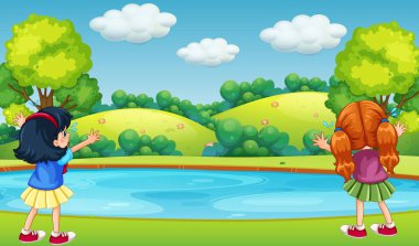 Kız arıyorum doğa illüstrasyon görüntülemek