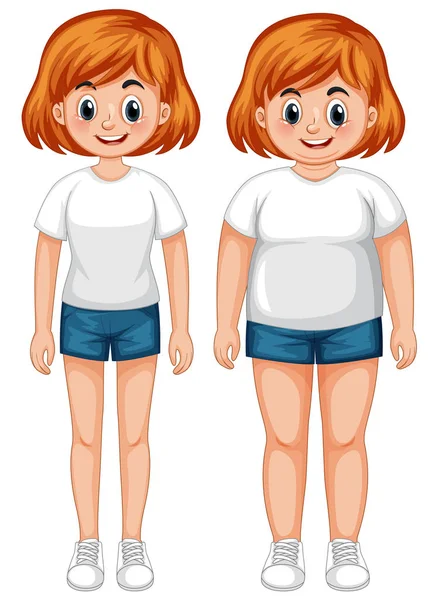 Slim Fat Girl Illustration — Stock Vector