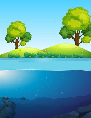 Güzel doğa manzara illüstrasyon