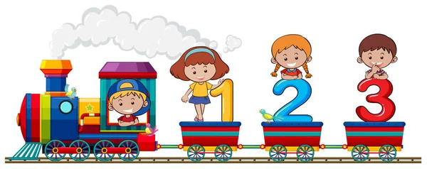 子どもと鉄道の図の番号 — ストックベクタ