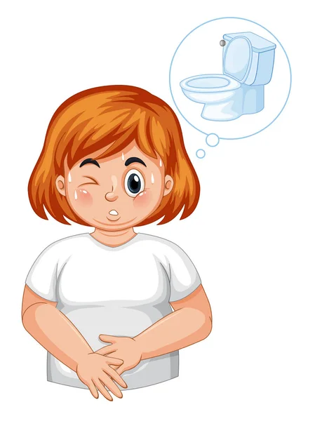 Meisje Met Diabetes Veelvuldig Urineren Illustratie — Stockvector