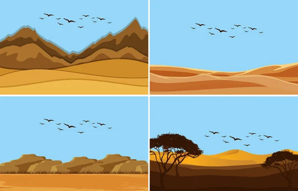 Conjunto Ilustração Desert Landscape — Vetor de Stock