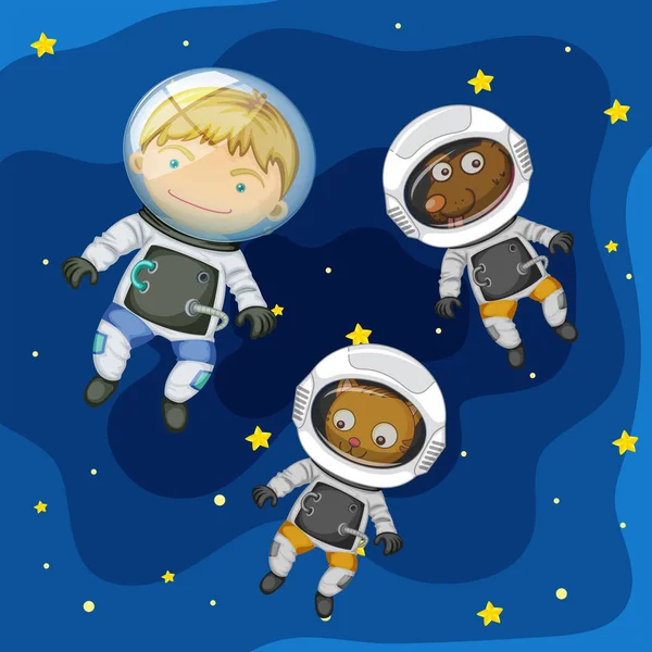 Astronaut Pet Space Illustration — Stock Vector