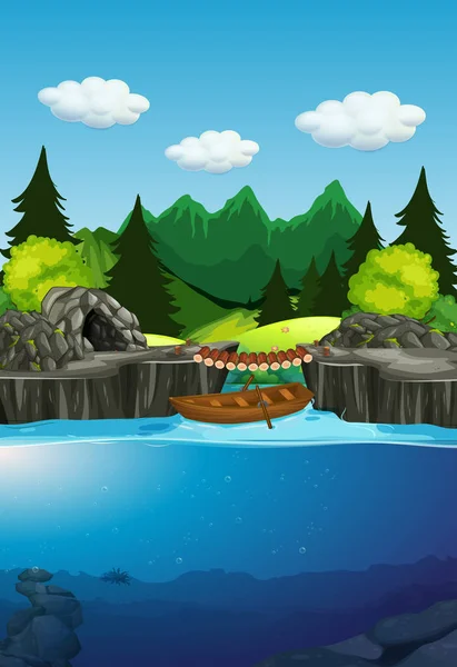 Uma Natureza Lago Fundo Ilustração — Vetor de Stock