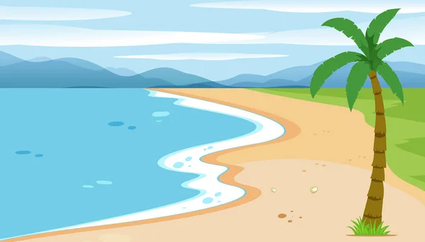 平的海滩风景例证 — 图库矢量图片