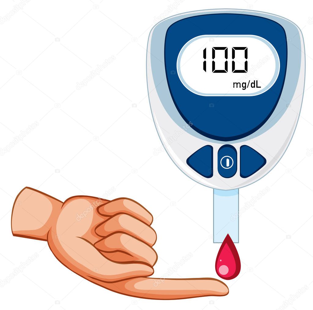 Medical blood glucose measurement illustration