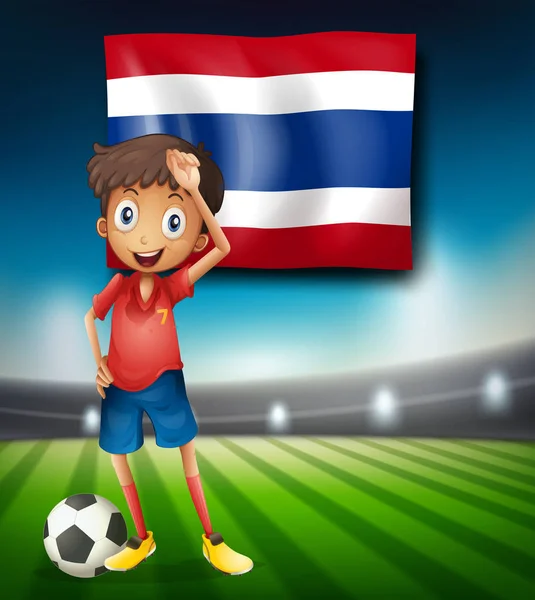 Jugador Fútbol Tailandés Estadio Ilustración — Vector de stock