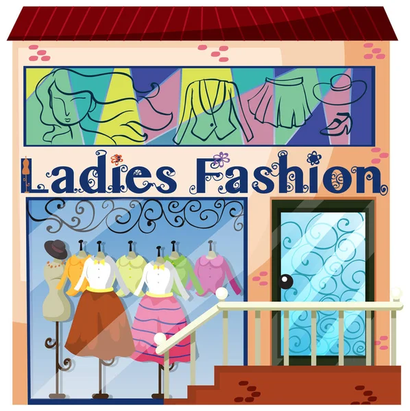 Ladies Fashion Store White Background Illustration — Stock Vector