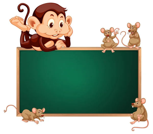 Monkey Rat Blackboard Banner Illustration — Stock Vector