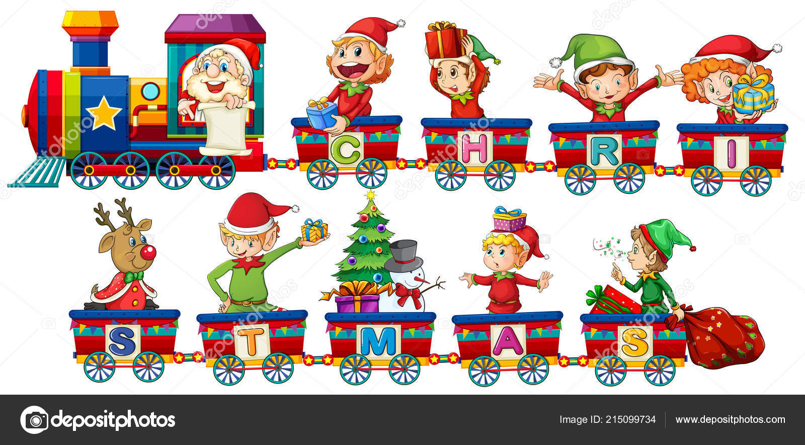 Christmas train on white background illustration — Vektor od interactimages