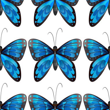 Mavi kelebek Dikişsiz desen illüstrasyon